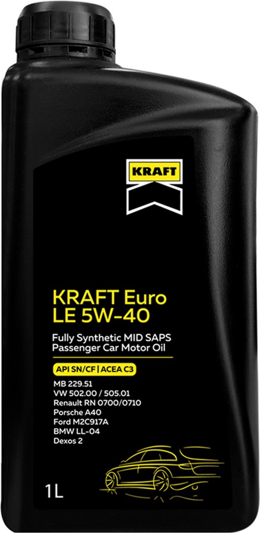 Олива моторна KRAFT Euro LE 5W-40, 1 л (708136)